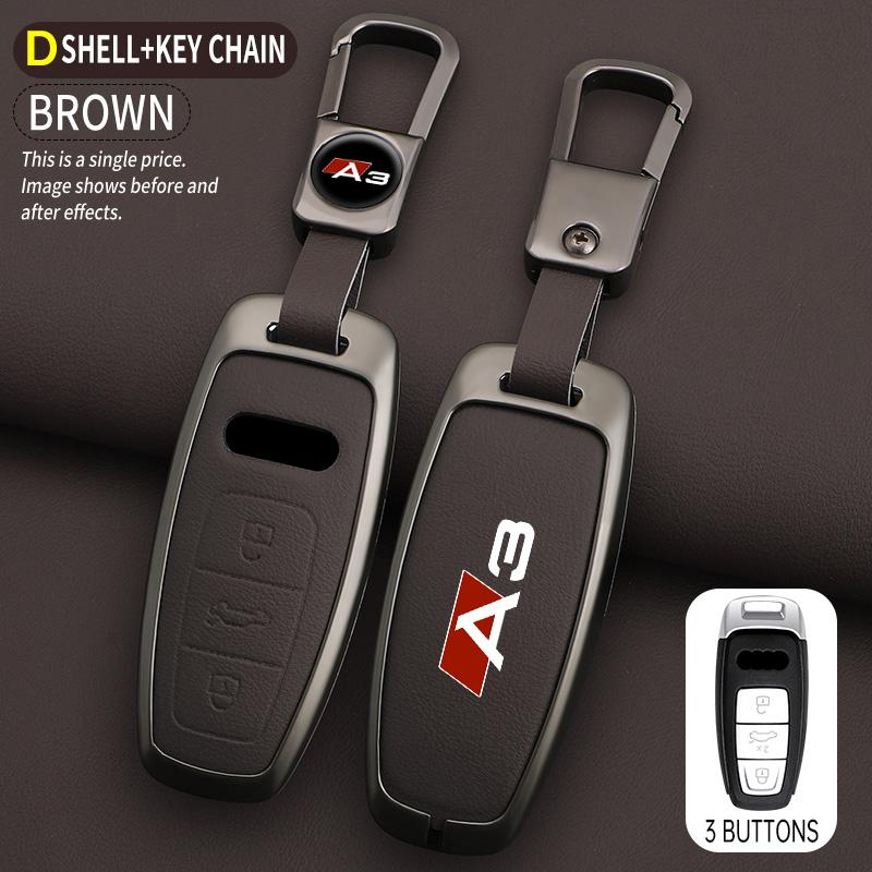 Zinc Alloy Leather Car Remote Control Key Case Cover Holder Shell For B A3 8P 8V 8L S3 RS3 Protected Keychain Bag Accessories