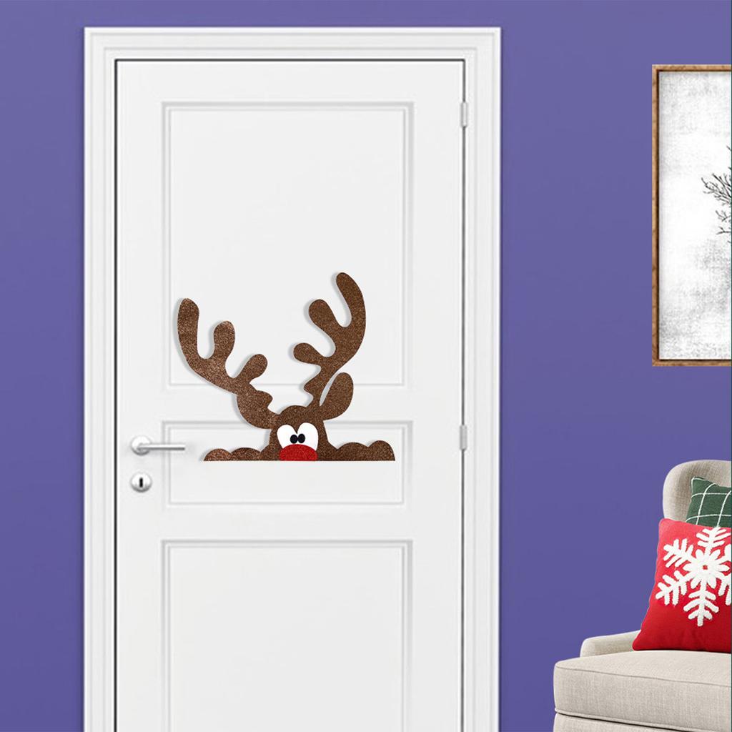 Christmas Decorations Felt Cloth Cartoon Door Stickers Shop Window Decorative Ornament Decor Xmas Elk Door Decals