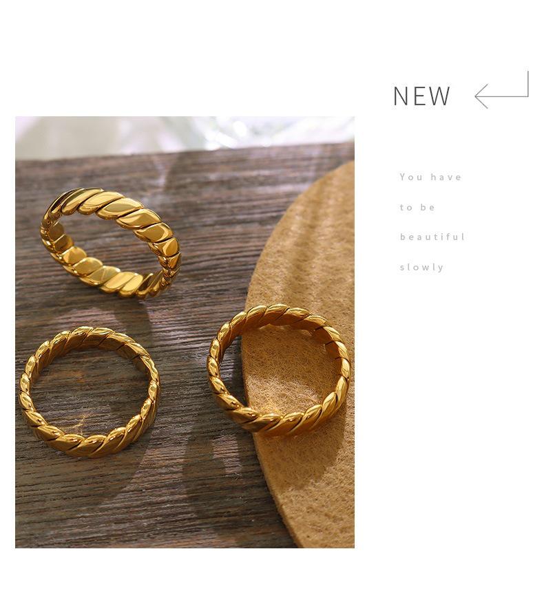 Кольцо с геометрическим узором во французском стиле: Позолоченная 18-каратная титановая сталь, легкие роскошные ретро-ювелирные изделия