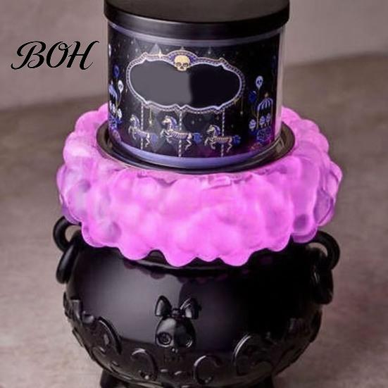 Decorative Mantle Accents Halloween Cauldron LED Bubble Light Decor, Color Changing Witch Potion Lamp with Decor Purple Light, Spooky Gothic Tabletop