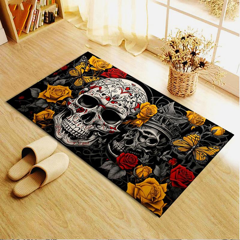 Skull Carpet Rug for Living Room Bedroom Home Sofa Decoration,Kids play Non-slip Floor Mat