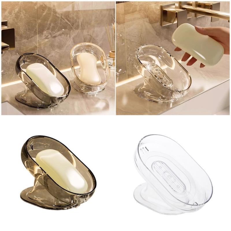 Auto Draining Soap Tray For Shower And Utility Room Quick Drying Feature PET Soap Storage Box Bathroom Oganizers