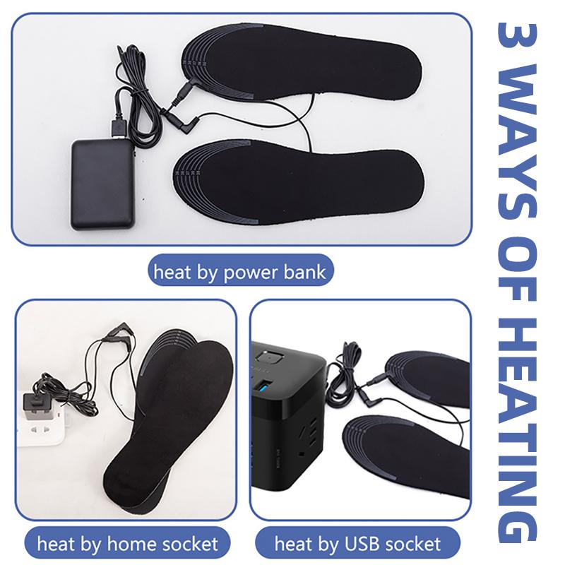 USB Heating Insole, Electric Heating Foot Warmer, Rechargeable Power Bank Heating, Washable, Size Can Be Cut