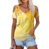 Женская летняя модная повседневная футболка с цветочным принтом, открытыми плечами, V-образным вырезом и короткими рукавами