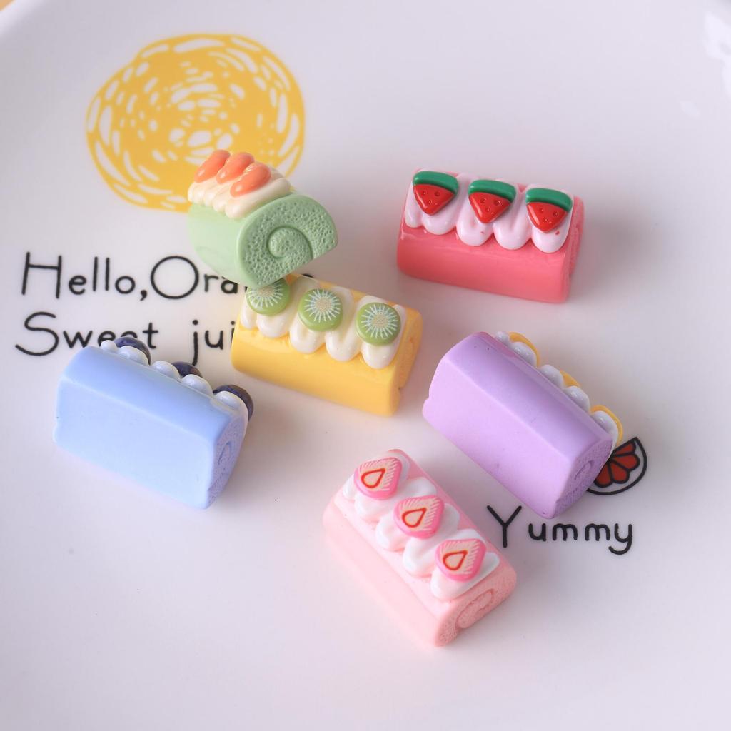 DIY Cream Glue Keychain Pendant: Handmade Resin Cake Roll Simulation Accessory