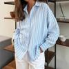 Women's New Summer Long-sleeved Cardigan Jacket Striped Shirt
