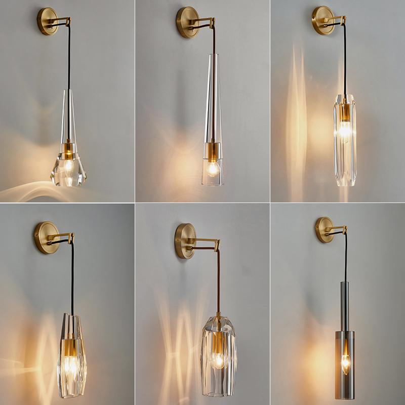 Nordic creative living room Crystal wall lamp fashion modern minimalist model bedside copper wall lamp bedroom Corridor