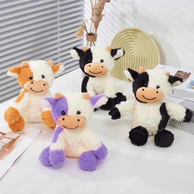 Плюшевая корова, мягкая игрушка, 9 дюймов, плюшевый брелок-корова, пушистая корова, портативная мягкая игрушка, идеальный подарок на день рождения
