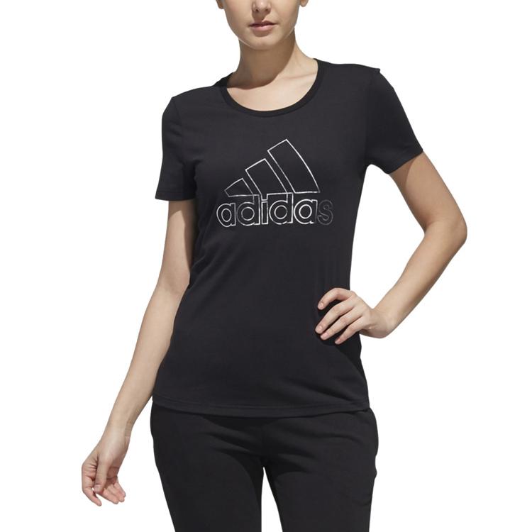 adidas Тренировочная футболка с коротким рукавом, женские топы, черная DY8680