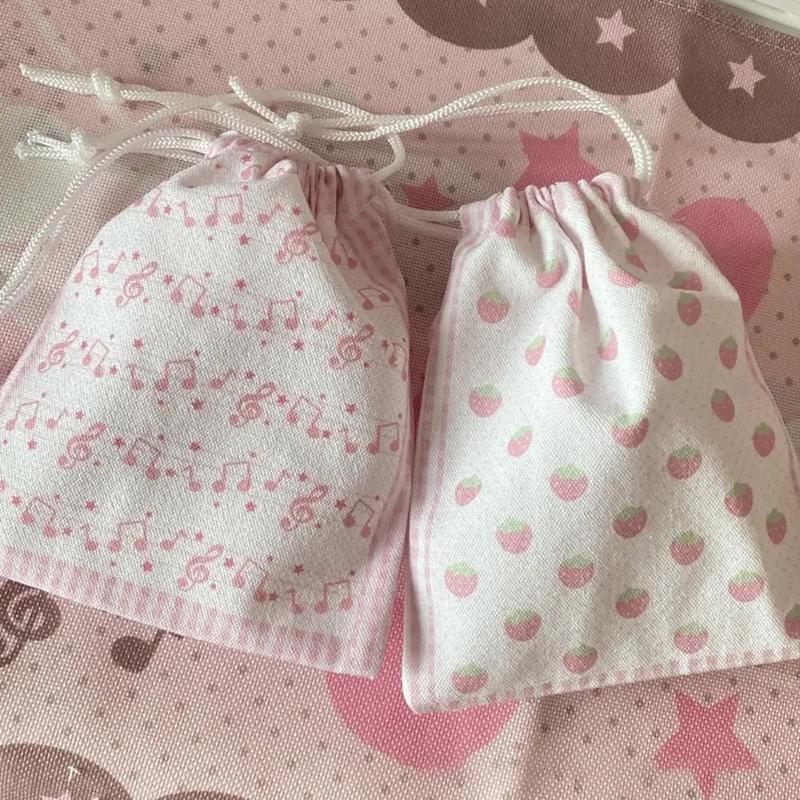 Клубничная музыкальная нота мешок на шнурке большой вместимости портативный кошелек для монет подарок мультяшный косметичка для хранения макияжа