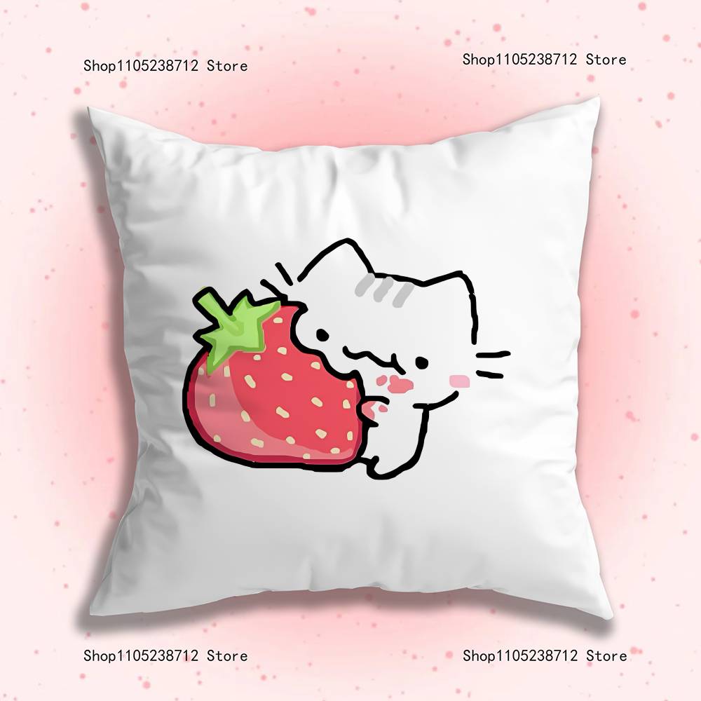 Adorable Cute Cartoon Cat Pillow Case Plush Fabric Soft Pillowcase Double Sided Print Sofa Cushion Cover Throw