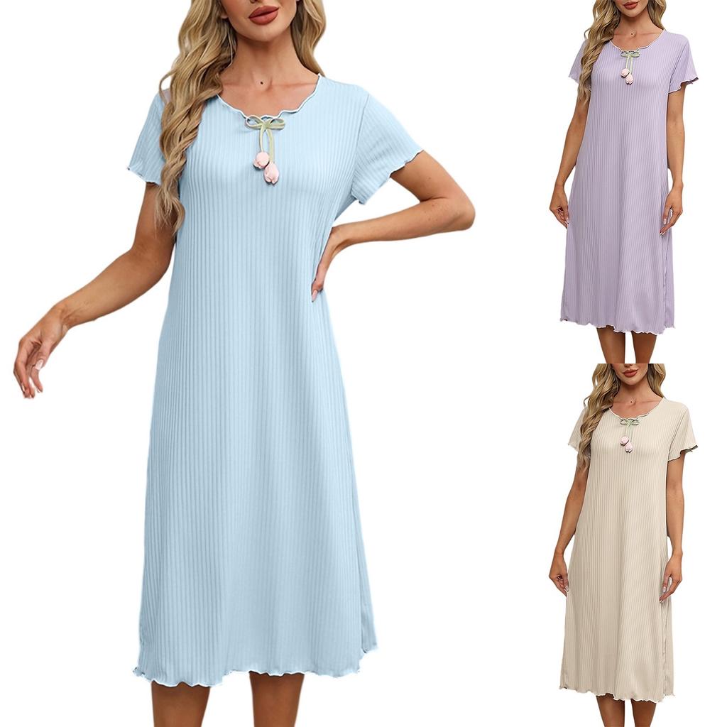 Ladies Casual Round Neck Short Sleeve Dress