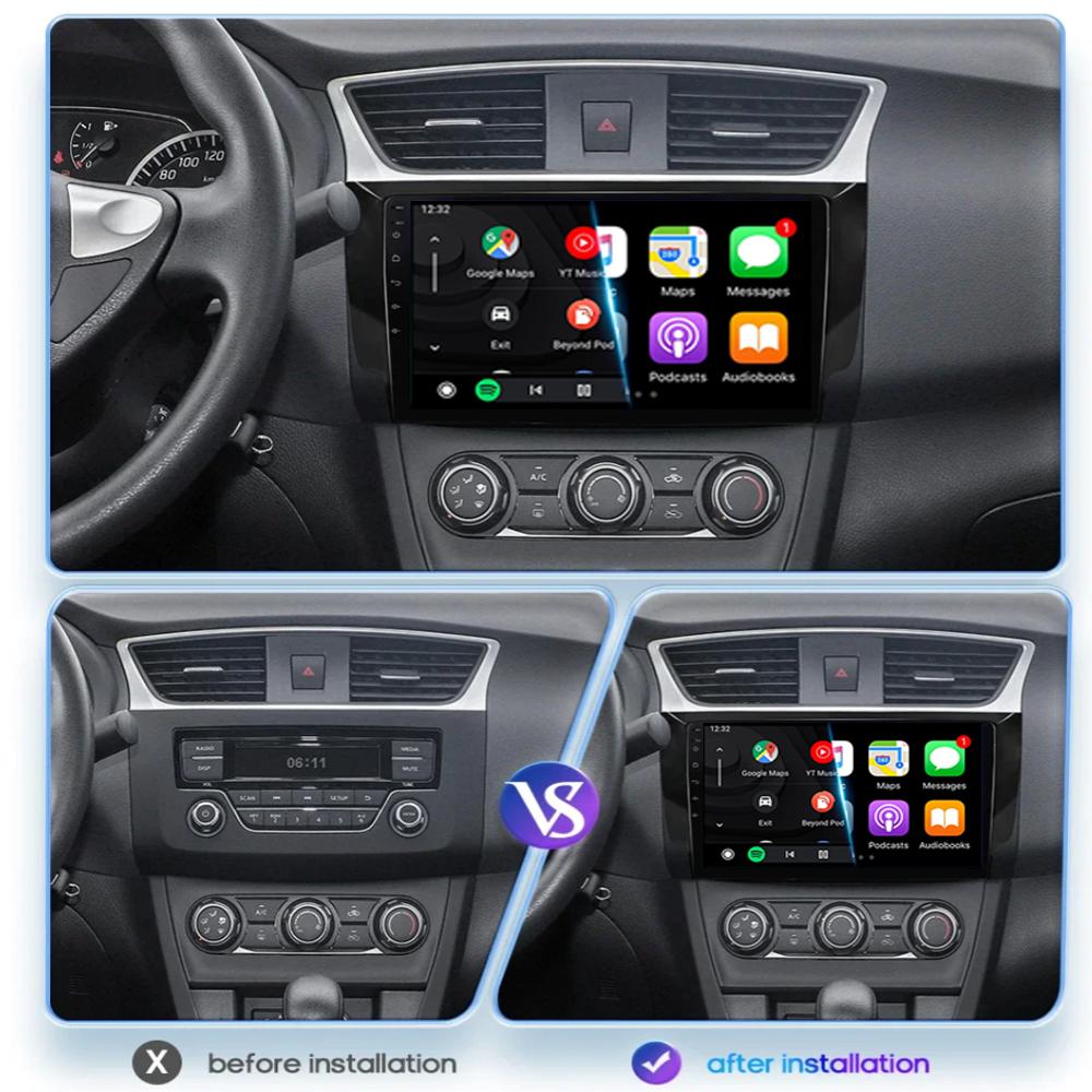 Для Nissan Sylphy B17 Sentra 12 2013 2014 2015 2016 2017 2018 8G+256G Android 14 Автомагнитола Мультимедийный плеер Навигация