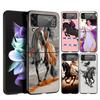 Жесткий ПК чехол для телефона Samsung Galaxy Z Flip 7 6 5 4 Черная крышка для Galaxy Z Flip3 Складной Животное Скачущая лошадь Девушка Рисунок