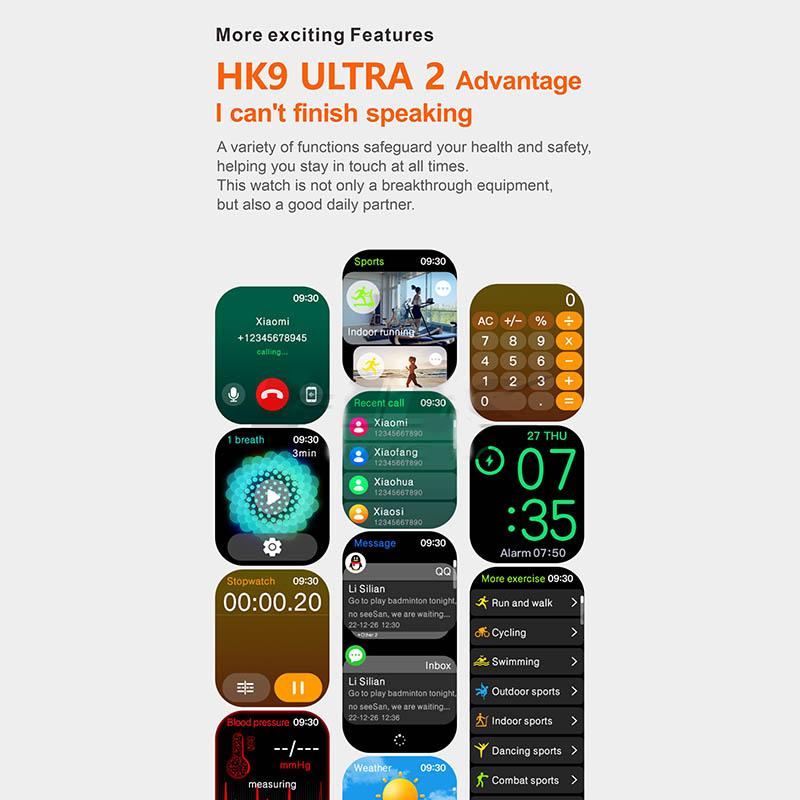 HK9 Ultra 2 Смарт-часы AMOLED 4 ГБ Часы Ultra2 ChatGPT NFC Смарт-часы для мужчин Ai Watch Face Компас Водонепроницаемые
