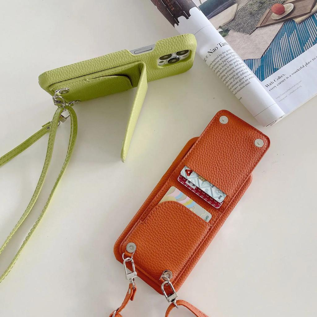 Lanyard Leather Wallet Crossbody Phone Case for IPhone 15 14 13 12 11 Pro Max Mini X XR XS Max 7 8 Plus Card Slot Holder Cover
