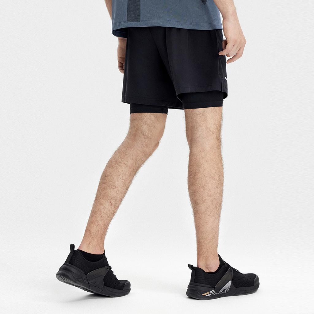 Fila Latte Girl 3.0 Logo Print Two-In-One Sports Fitness Shorts Men Shorts Deep-Black A11M321804F-BK