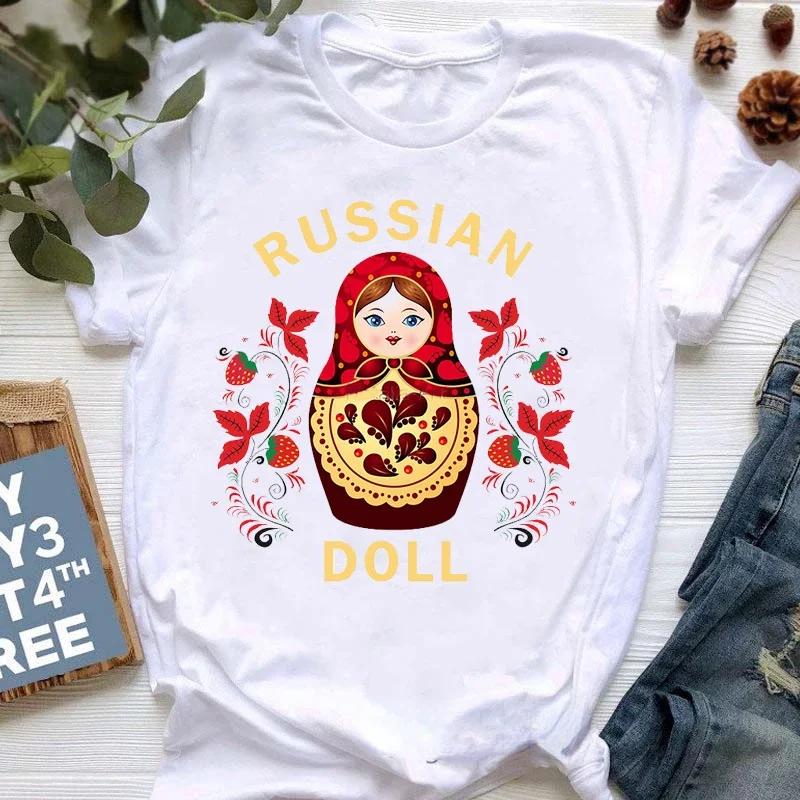 Matryoshka Doll T Shirt  2023 Funny Summer Fashion Tshirt  Russian Doll T-Shirt Women White Casual T Shirt Female Harajuku Shirt
