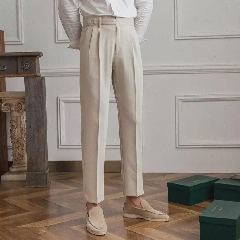 Men's 2024 Spring Collection: High-End Wide-Leg Straight Suit Trousers - Trendy, Casual, Draped Fit