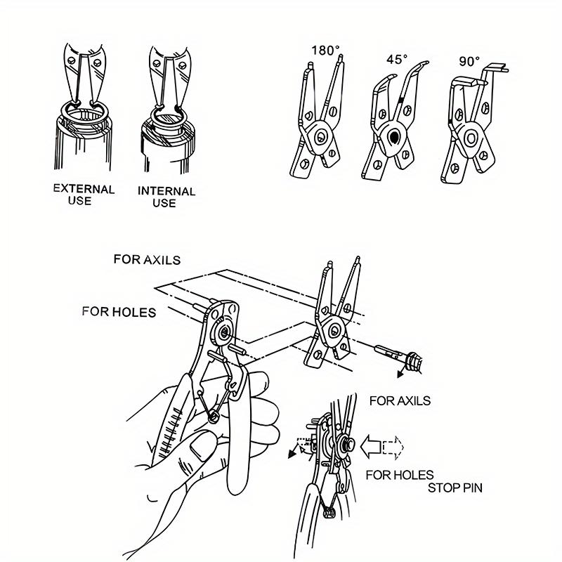 Набор плоскогубцев для стопорных колец 4 в 1, плоскогубцы для стопорных колец, мультиобжимные съемные плоскогубцы, плоскогубцы для удержания стопорных колец, ручные инструменты