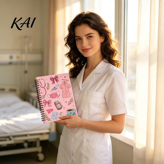 Medical Notebook Themed Coil Notebook, Double Cover Design Thick Ink-proof Paper Healthcare Practitioner Journal Notepad, Spiral Bound for Nursing