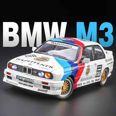 1:24 BMW M3 Track Version Литая модель автомобиля, Имитация гоночных украшений, Звуковые и световые детские игрушки в подарок на день рождения для мальчиков