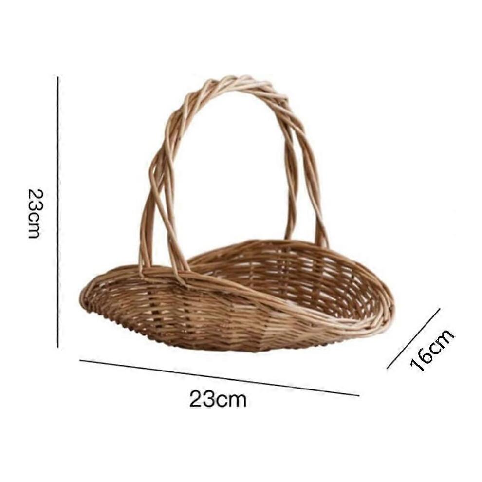 Small Oval Wicker Picnic Basket with Handle for Picnics, Fruit Storage and Home Organisation