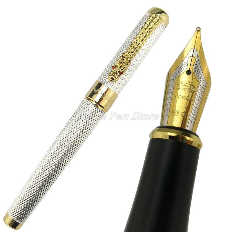 Jinhao 1200 Металлический Золотая Сетка Корпус Клипса-Дракон Широкое Перо 0.7мм Перьевая Ручка Офис Школа Письмо Подарок Аксессуар для Ручки