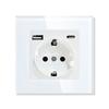 European Standard USB Wall Socket Tempered Glass Panel Socket Household Concealed Round Box Installation Socket Batch