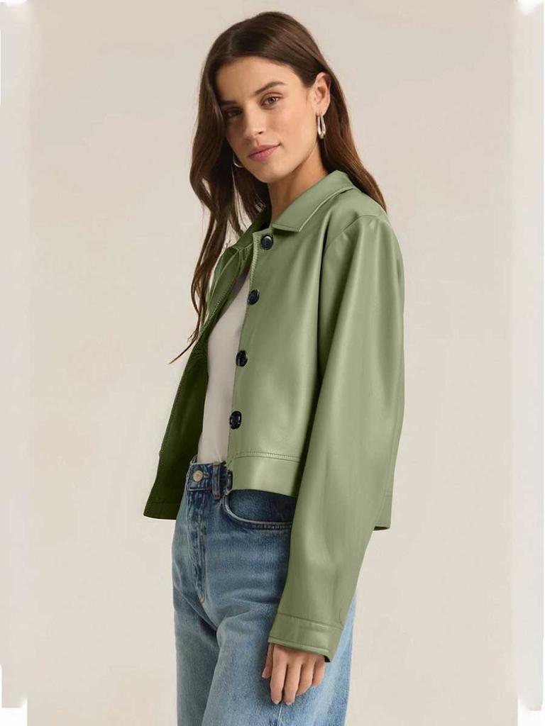 Женская куртка из искусственной кожи с лацканами на осень-зиму, свободное мотоциклетное пальто в европейском американском стиле, повседневная короткая верхняя одежда J589