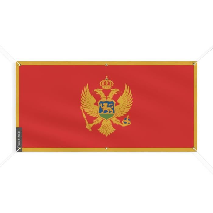 Bannière Drapeau Du Monténégro 6 Oeillets 190x380cm En Polyester