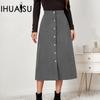 Женская вельветовая юбка-полусолнце однобортная с высокой талией осенне-зимняя длинная юбка