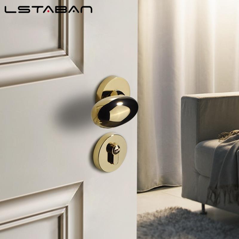 Golden Zinc Alloy Bedroom Door Lock Bathroom Lock Magnetic Suction Mute Room Door Handle Indoor Door Lock Split Door Handle Lock