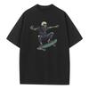 Summer T Shirt Baggy Style Pure Cotton Drop Shoulder Unisex Tops Skateboard Skeleton Retro Graphic T Shirts Breathable Print