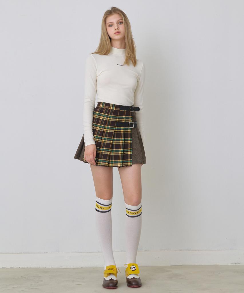 Candini Brown Double Wool Check Skirt
