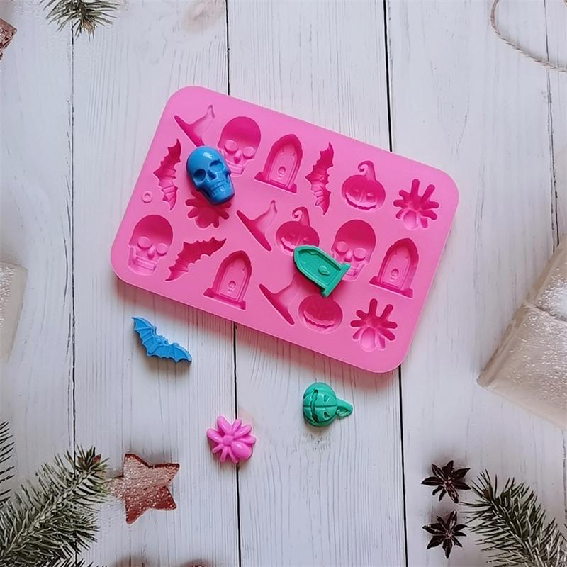 18-гнездная силиконовая форма для Хэллоуина, летучая мышь, тыква, паук, надгробие, помадка, шоколадная смола, форма для выпечки, инструменты для украшения торта