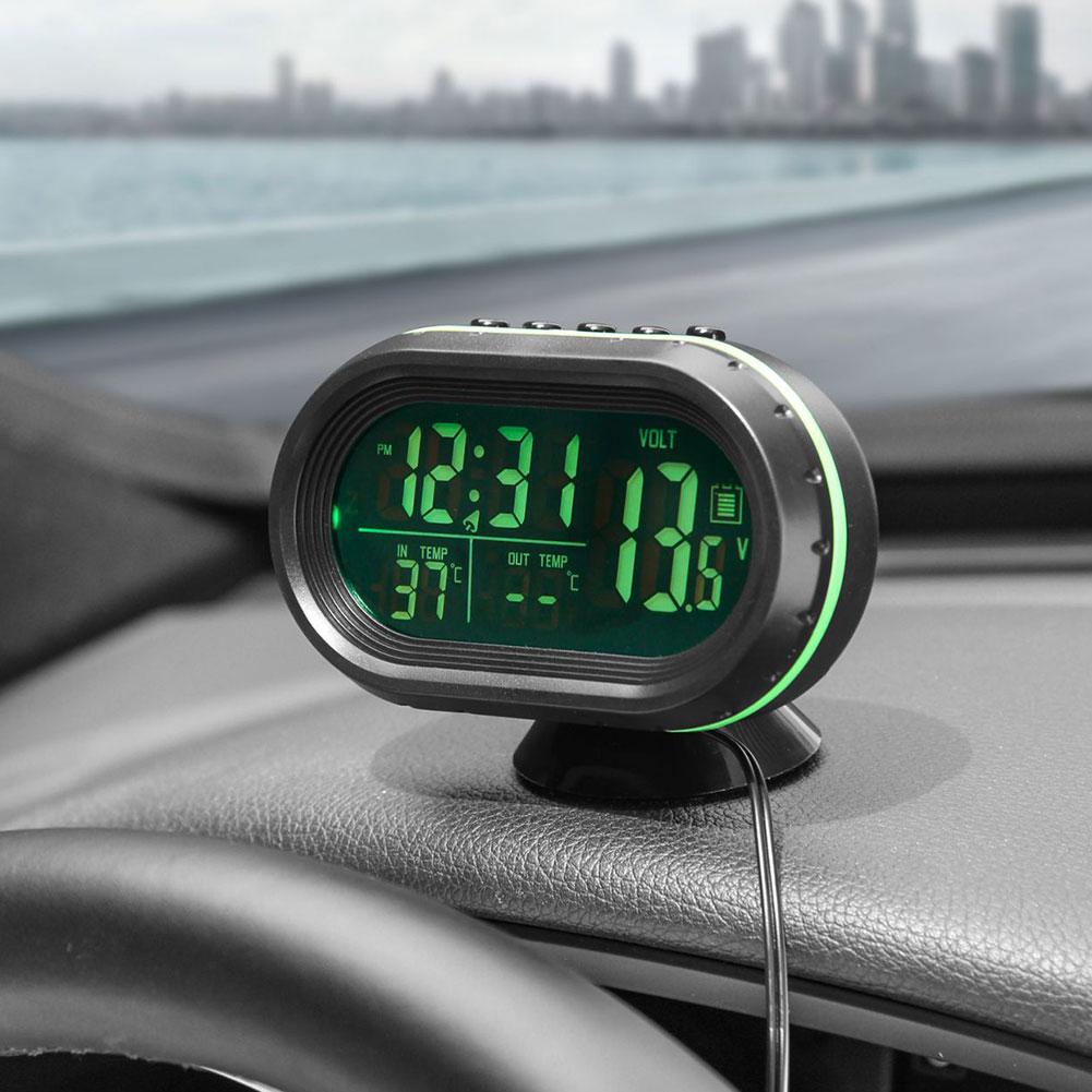 Автомобиль 3 в 1 автомобильный вольтметр термометр подсветка ЖК-фосфорный аксессуары для салона автомобиля цифровые электронные часы W2q6