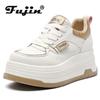 Козной 6 см коровья натуральная кожа женские туфли на шнуровке вулканизированные массивные кроссовки женские на платформе танкетке модные кроссовки