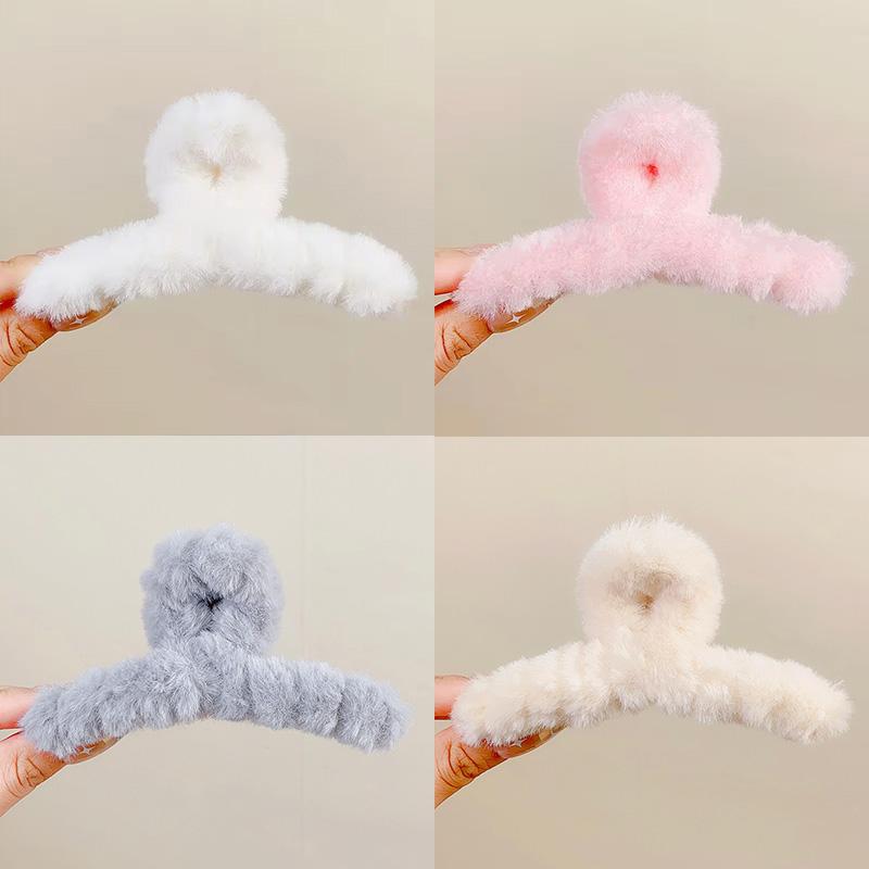 4 шт./набор Плюшевый зажим для волос Элегантные акриловые заколки для волос Заколка для волос из искусственного меха Заколка Аксессуары для волос для женщин и девушек Модные аксессуары для волос