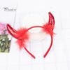 Devil Horn Decor Headband Plush Fabric Handmade Lightweight Elastic Design Hair Hoop Cosplay Parties Halloween Accessories
