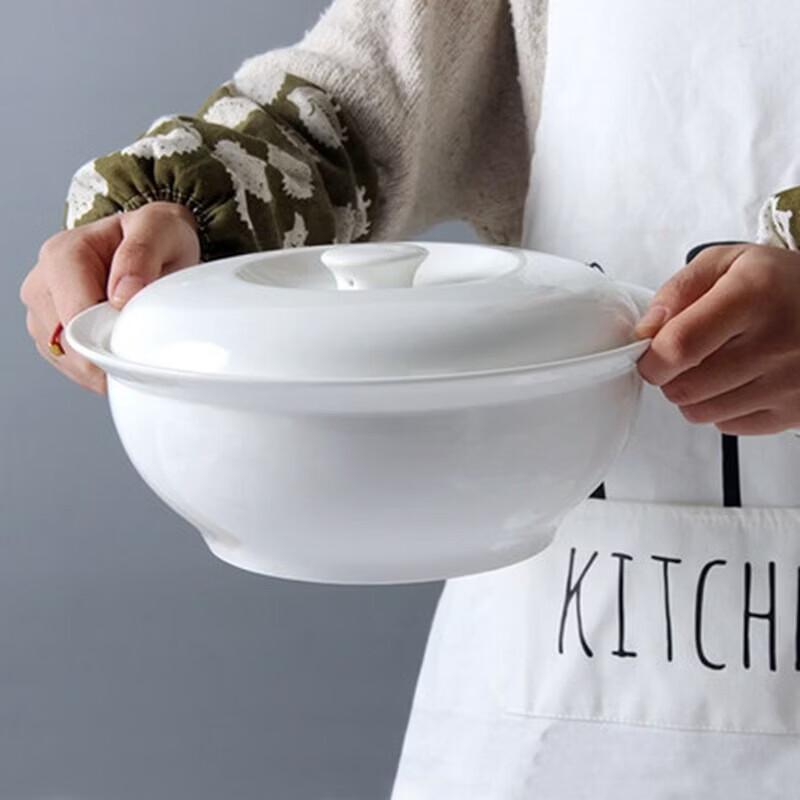 Керамическая супница Fuao с крышкой, чисто белая
