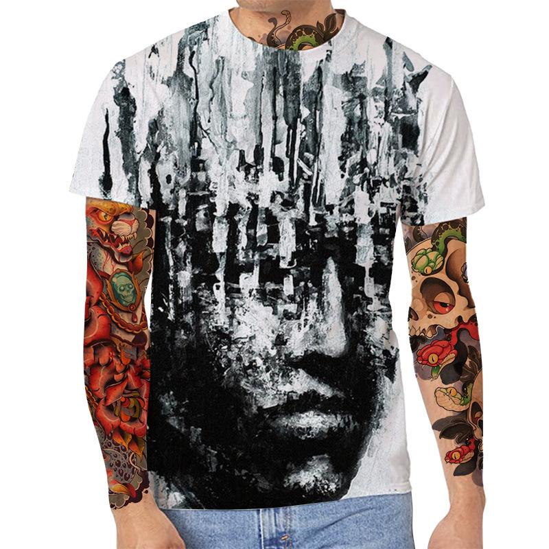 Summer Round Neck 3D Art Print Top Fashionable Casual Short Sleeved Men's T-shirts