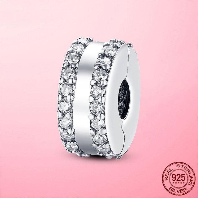 925 Sterling Silver O Pendant Love Heart Snake CZ Clip Charm Beads Fit Original Women Bracelet Bangle Silver 925 Jewelry