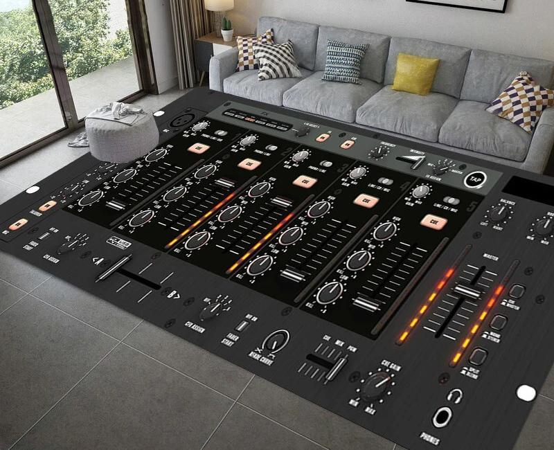 3D DJ Music Screen Keyboard Area Rug Carpet Rug for Living Room Bedroom Sofa Doormat Decoration Kid Play Non-slip Floor Mat Gift