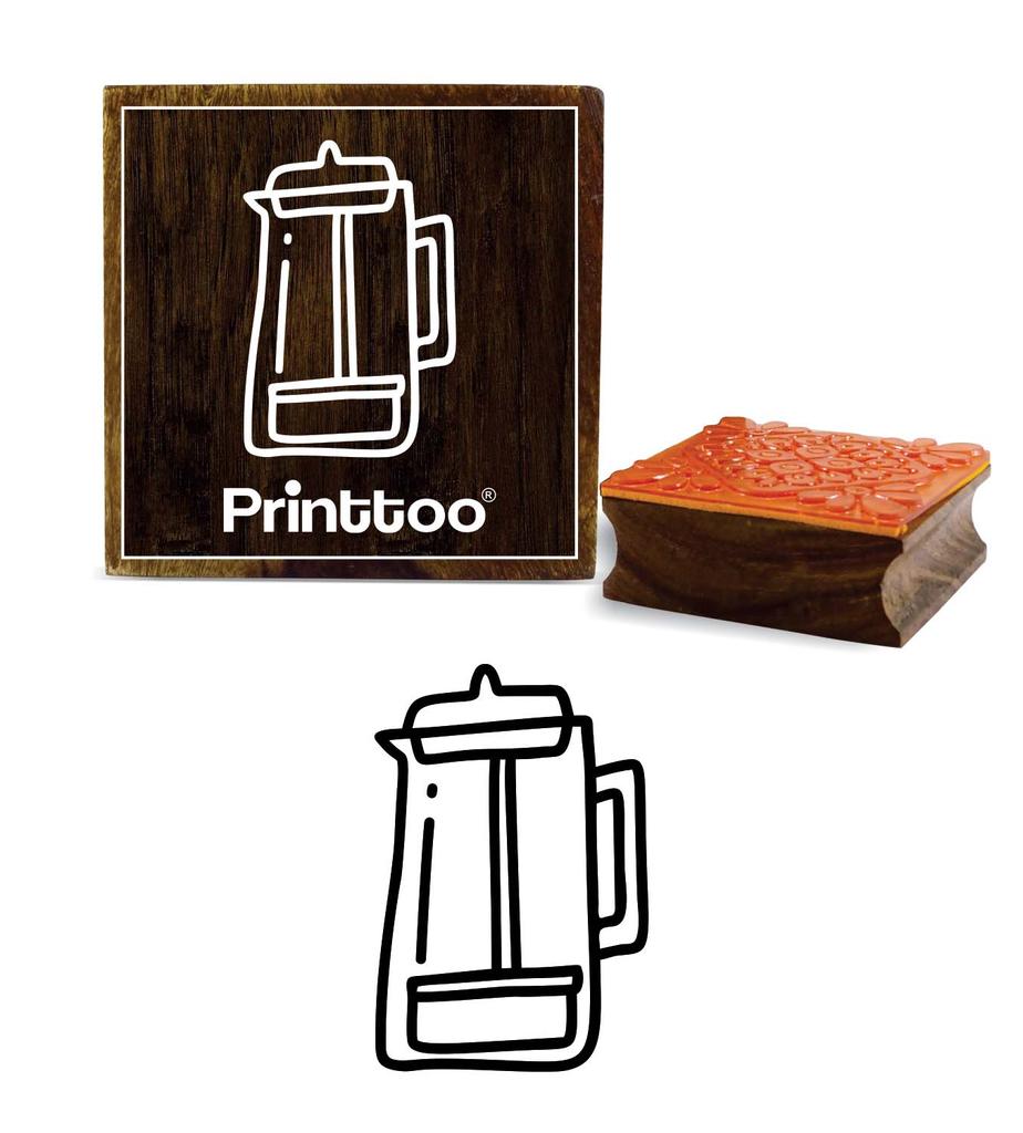 Printtoo Water Jug Design Wooden Rubber Stamp Scarp-Booking Brown Print Block-2 X 2