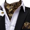 Mens Ascot Tie Set Paisley Cravats Red Black Blue Gold Pink Silk Vintage Scarf