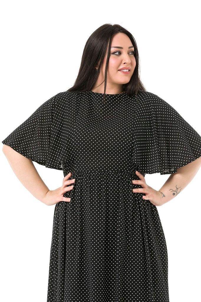 Женское платье большого размера, маленькое длинное платье в горошек с молнией сзади и накидкой сзади