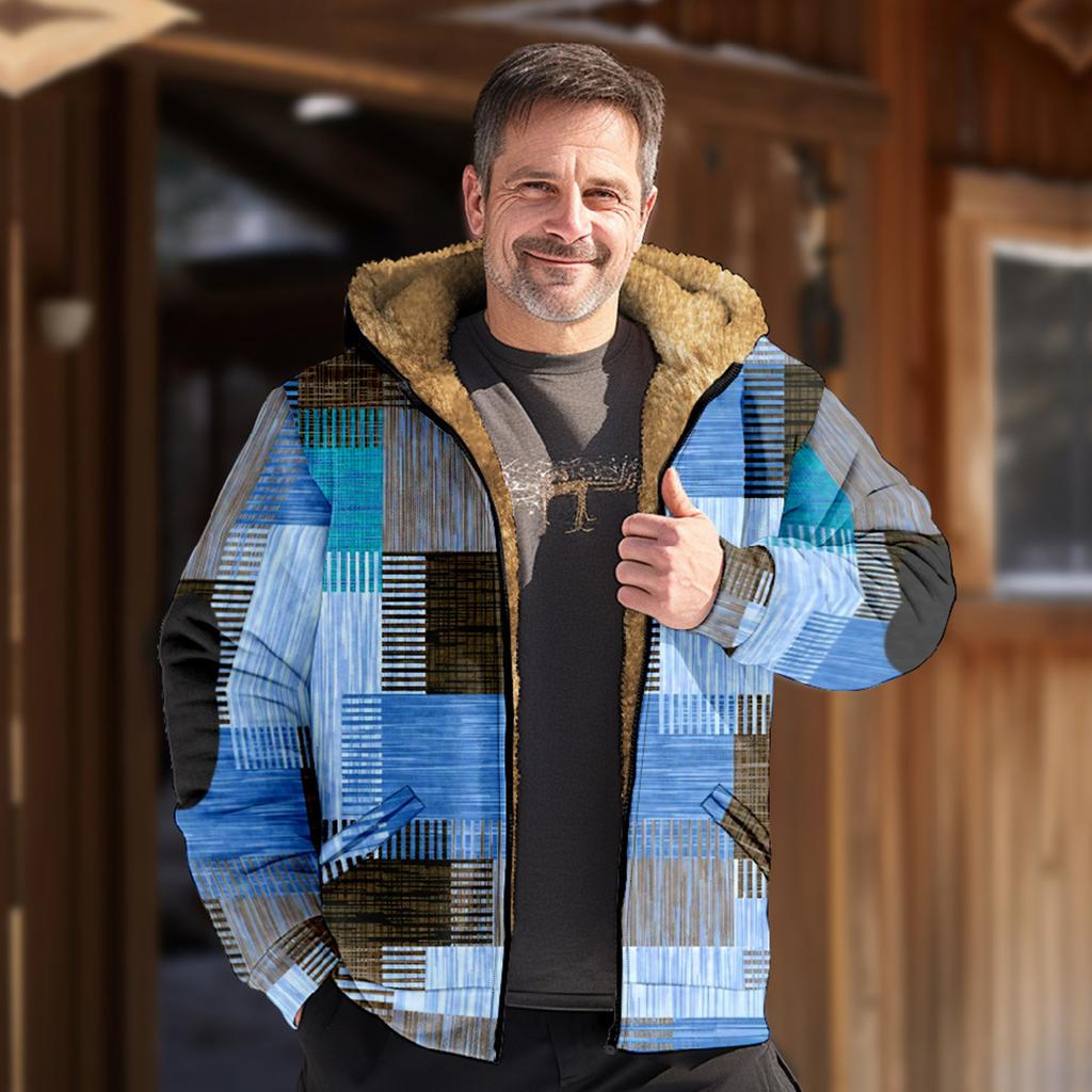 Men's Print Jacket Men's Spring And Autumn Casual Trend Zipper Hooded Jacket