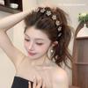 Korean Rhinestone Floral Wave Headband: Women's Frizz Control, High Skull Top, Wash Face Clip, Hair Tie