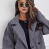 Women Fall Winter Coat Short Type Turn-down Collar Solid Color Loose Button Closure Cardigan OL Commuting Jacket Lady Daily Outwear